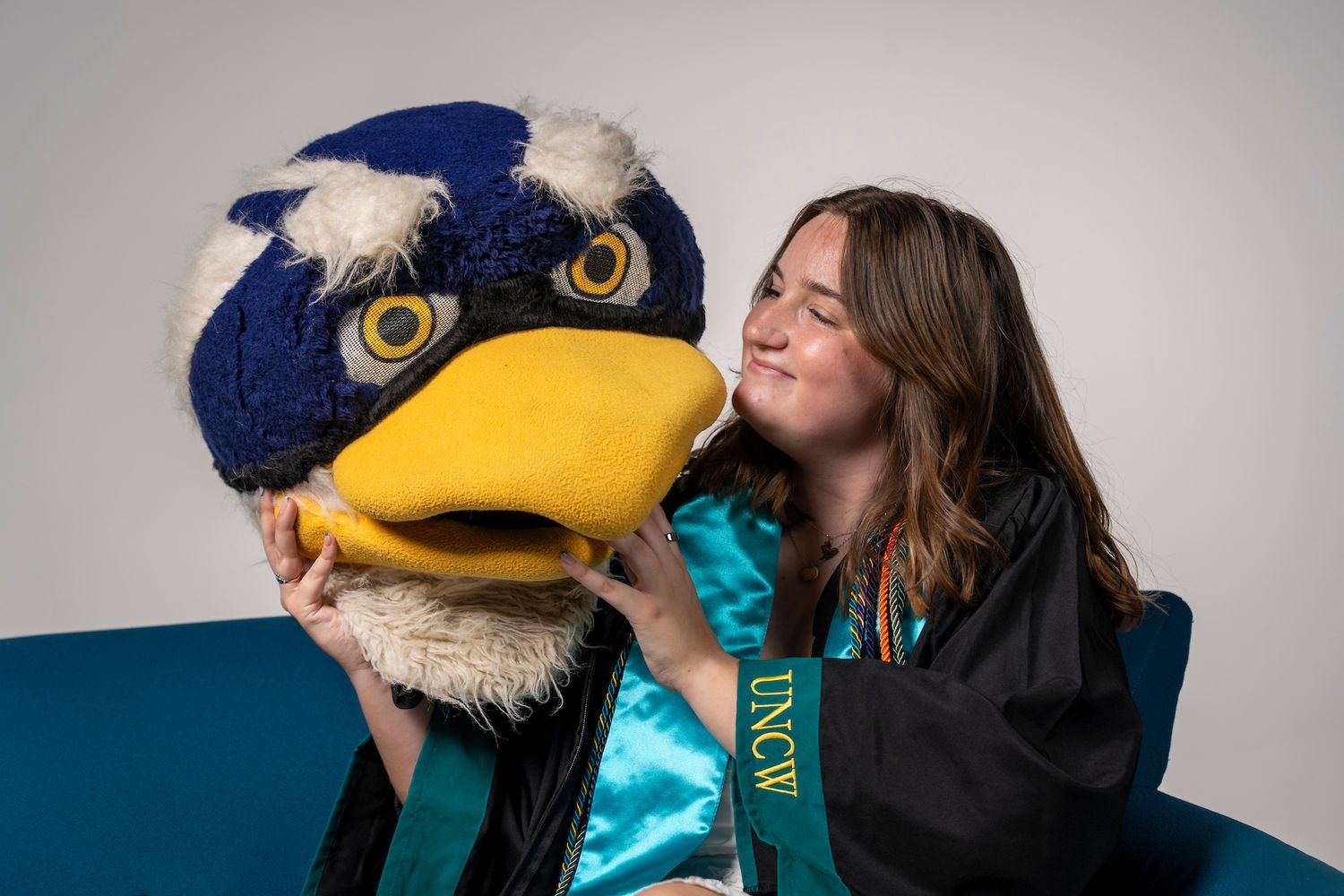 Skylar Spencer ’26 reveals her secret role as UNCW's mascot Sammy C. Hawk.