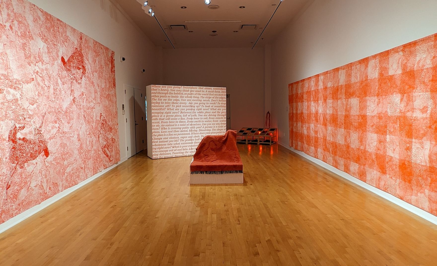 Chair in an orange art gallery