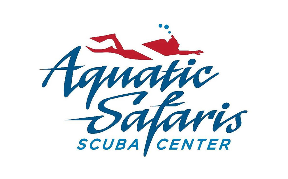Aquatic Safaris Scuba center logo with a scuba diver swimming