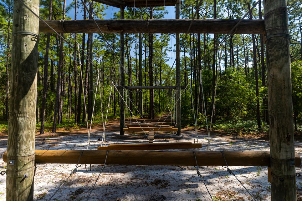 Photo of a balancing element that is a part of the Challenge Course