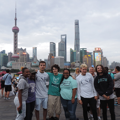 UNCW students posing in Shanghai, China
